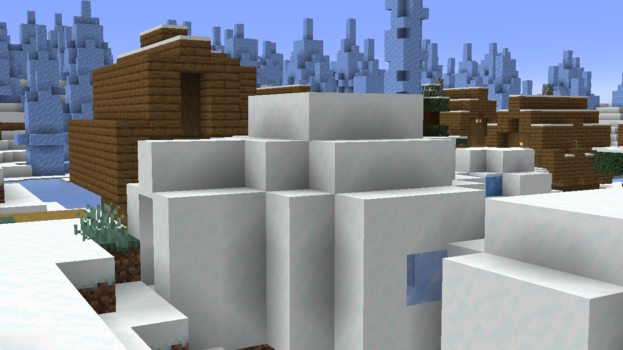 Minecraft frozen ocean and ice spikes village with igloo