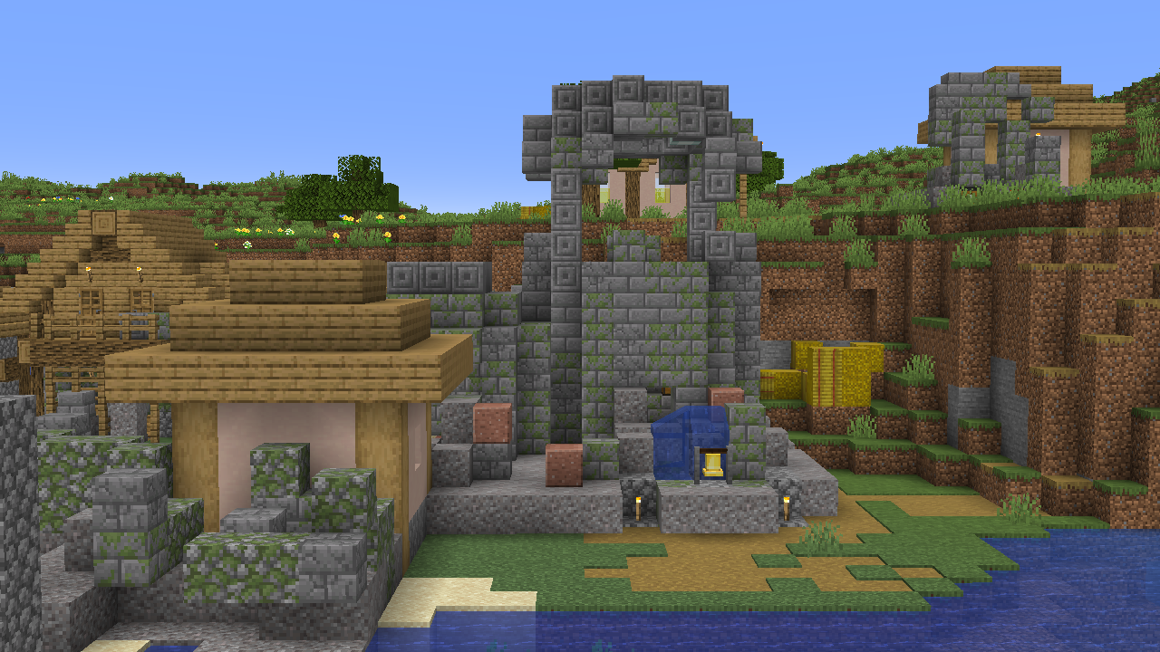 Minecraft ocean ruins on land in village